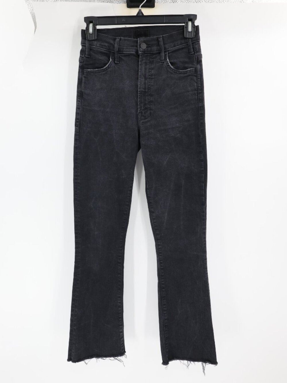 Mother Jeans Womens 24 The Hustler Ankle Fray High Rise Not Guilty Black stretch